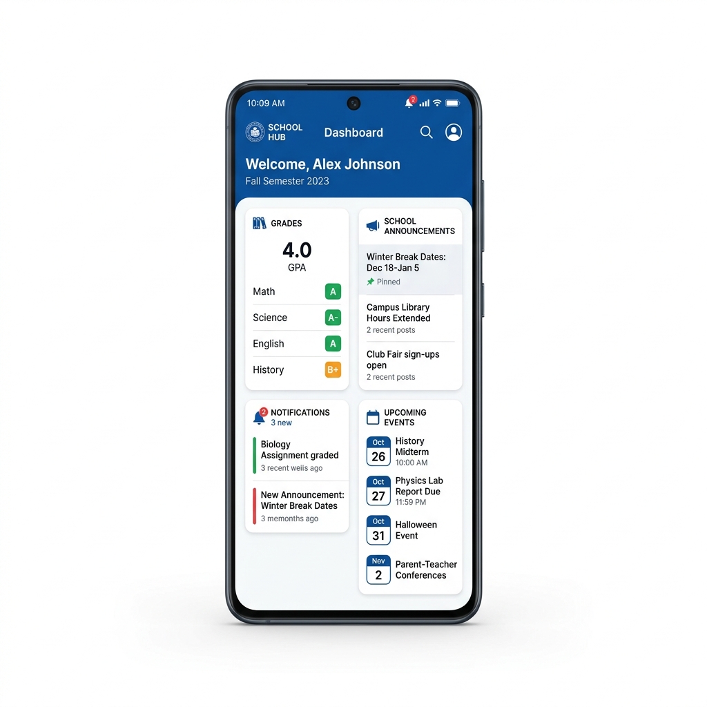 School mobile app preview